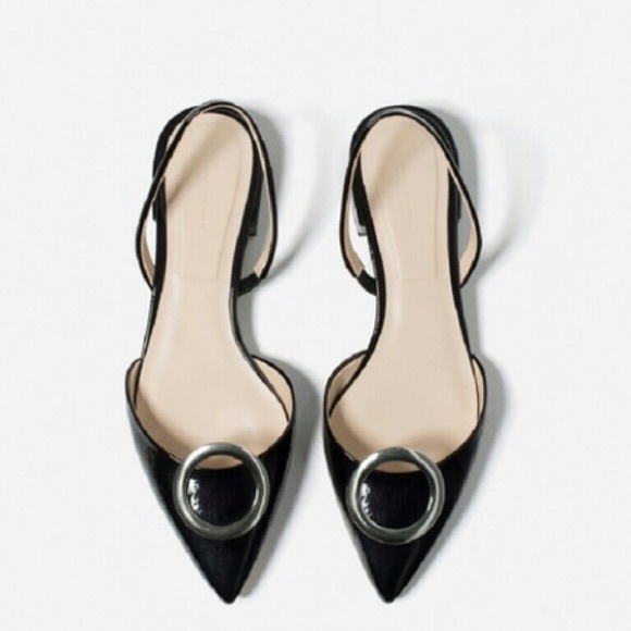 ZARA black leather flats - Picture 1 of 5